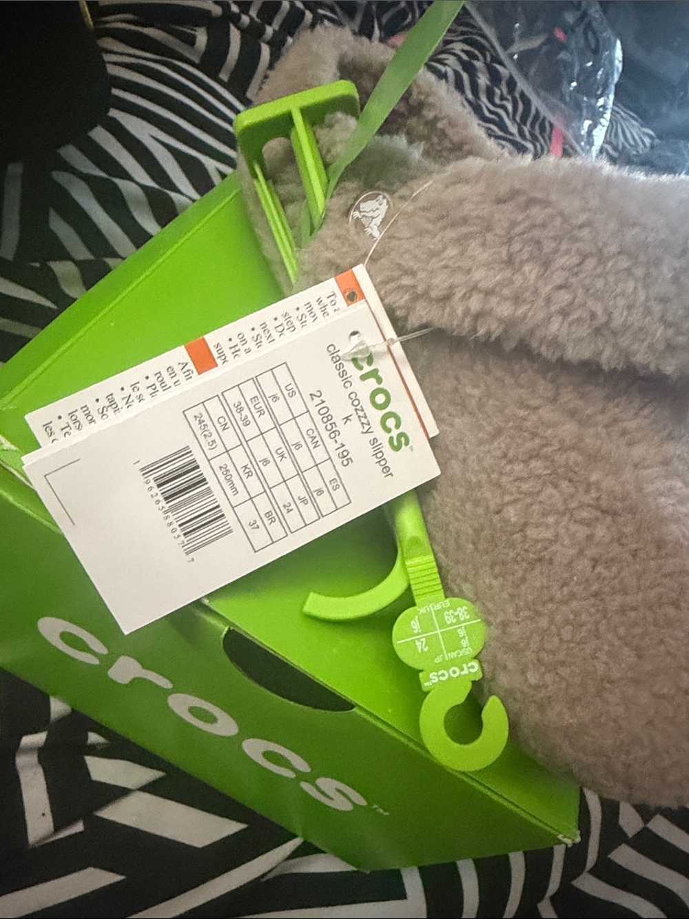 CROCS Kids Classic Cozy Lined Slipper in Taupe